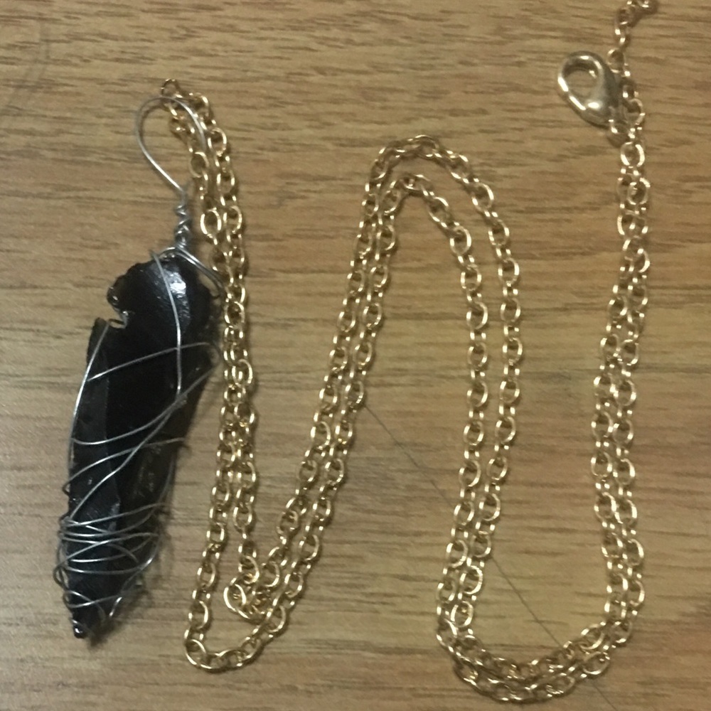 Tourmaline tooth necklace